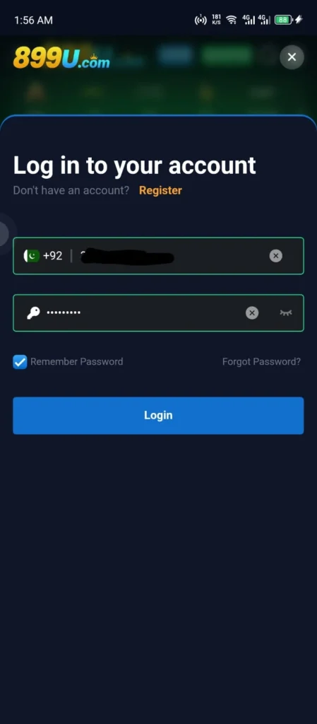 Register and Login on 899U Game